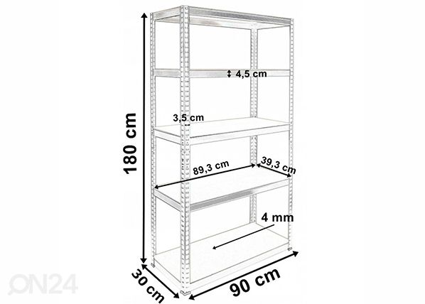 Varastohylly Black 90x180x30 cm mitat