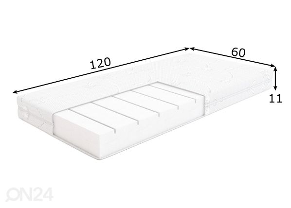 Vauvan patja Dobranocka 60x120 cm mitat