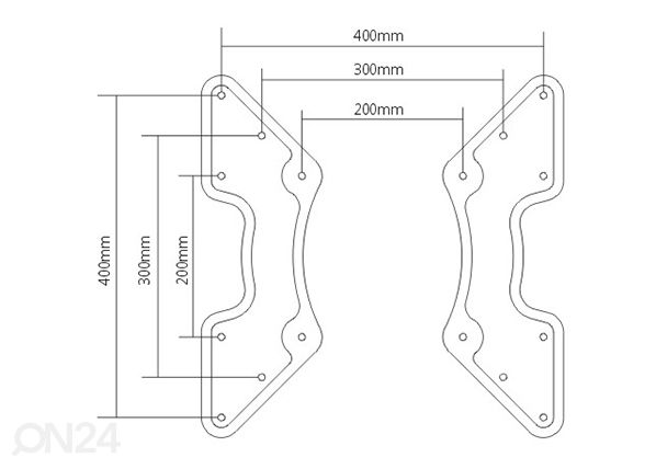 VESA 400x400 adapteri mitat