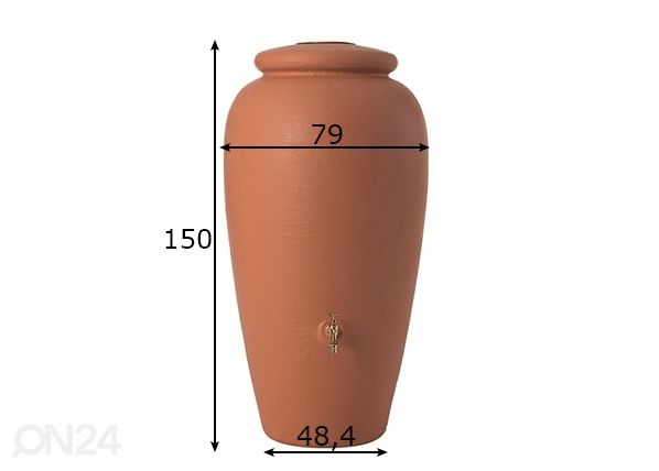 Vesisäiliö Amphora Terracotta 500 L mitat