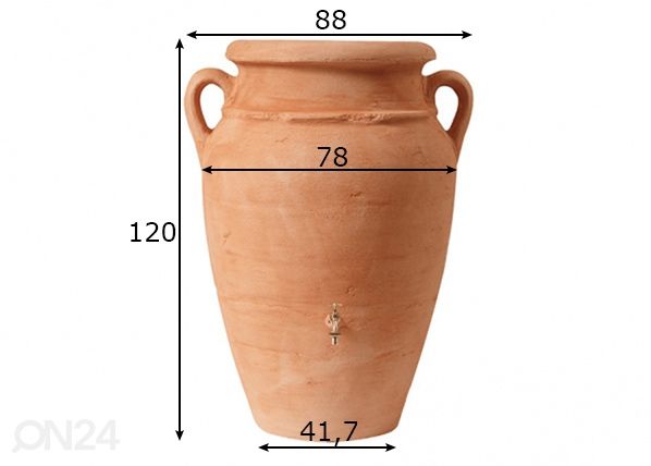 Vesisäiliö Antiik Amphora Terracotta 360 L mitat