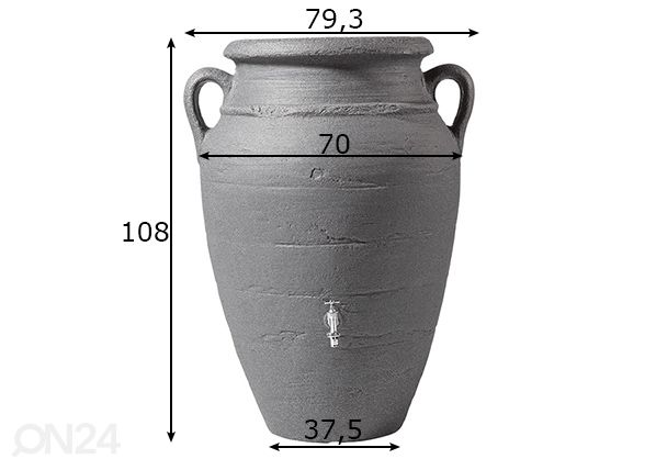 Vesisäiliö Antiikki Amphora Dark granite 250 L mitat