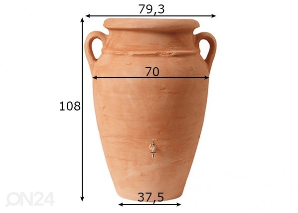 Vesisäiliö Antiikki Amphora Terracotta 250 L mitat