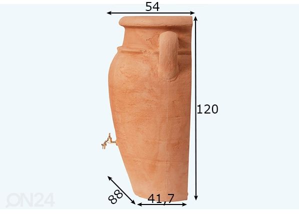 Vesisäiliö Antiikki Wall Amphora Terracotta 260 L mitat