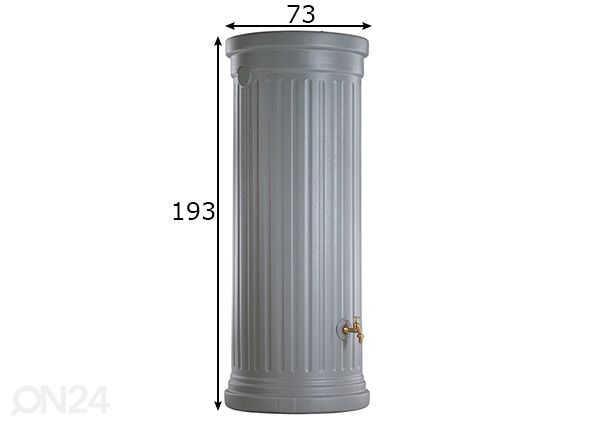 Vesisäiliö Column Tank Gray 500 L mitat