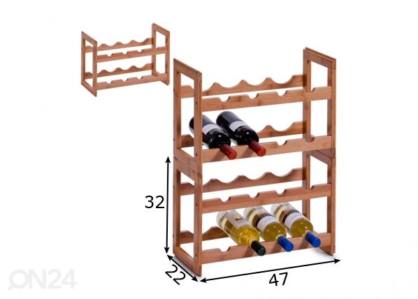 Viinipulloteline mitat