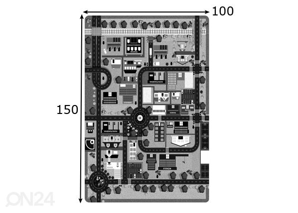 Village’s lasten matto Kaupunki 100x150 cm mitat