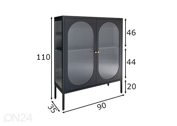 Vitriinikaappi Adelaide 90 cm mitat