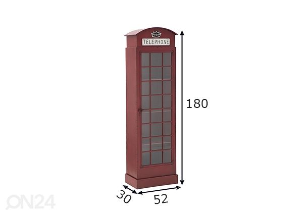 Vitriinikaappi Telephone Booth London mitat