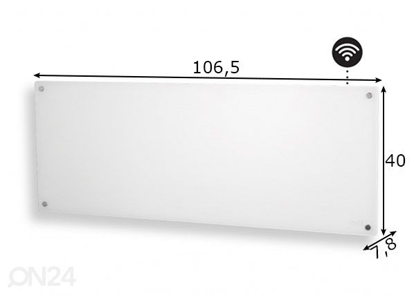 WIFI-patteri lasipaneelilla Mill Steel GL1200WIFI3 mitat