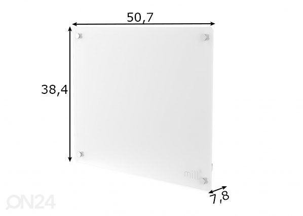 WIFI-patteri lasipaneelilla Mill Steel GL400WIFI3 mitat