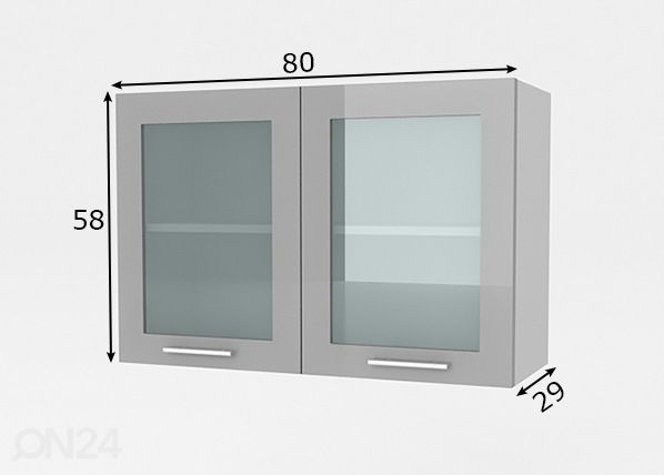 Ylempi keittiökaappi Reggio 80 cm mitat