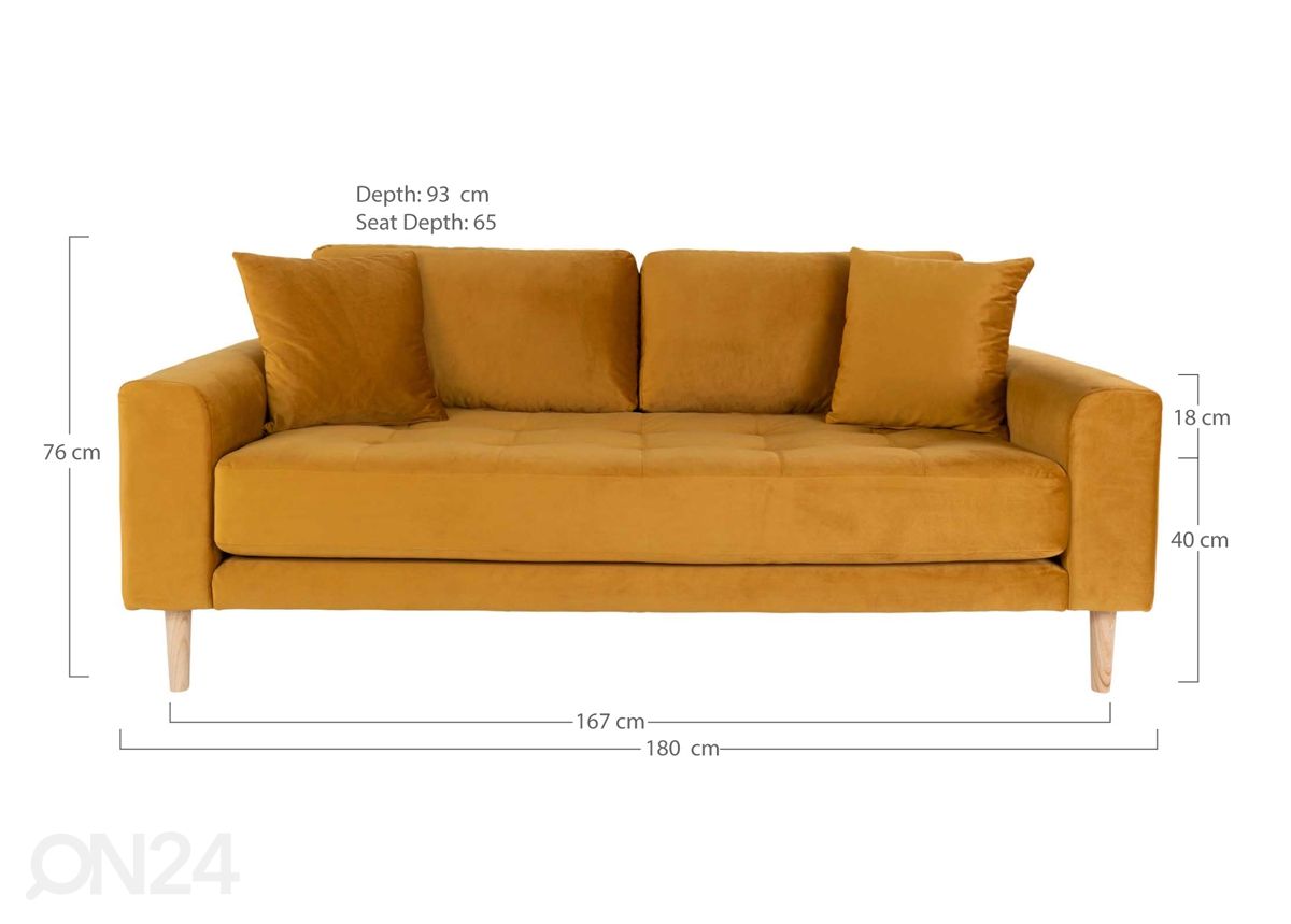 2,5-istuttava sohva Madrid kuvasuurennos mitat