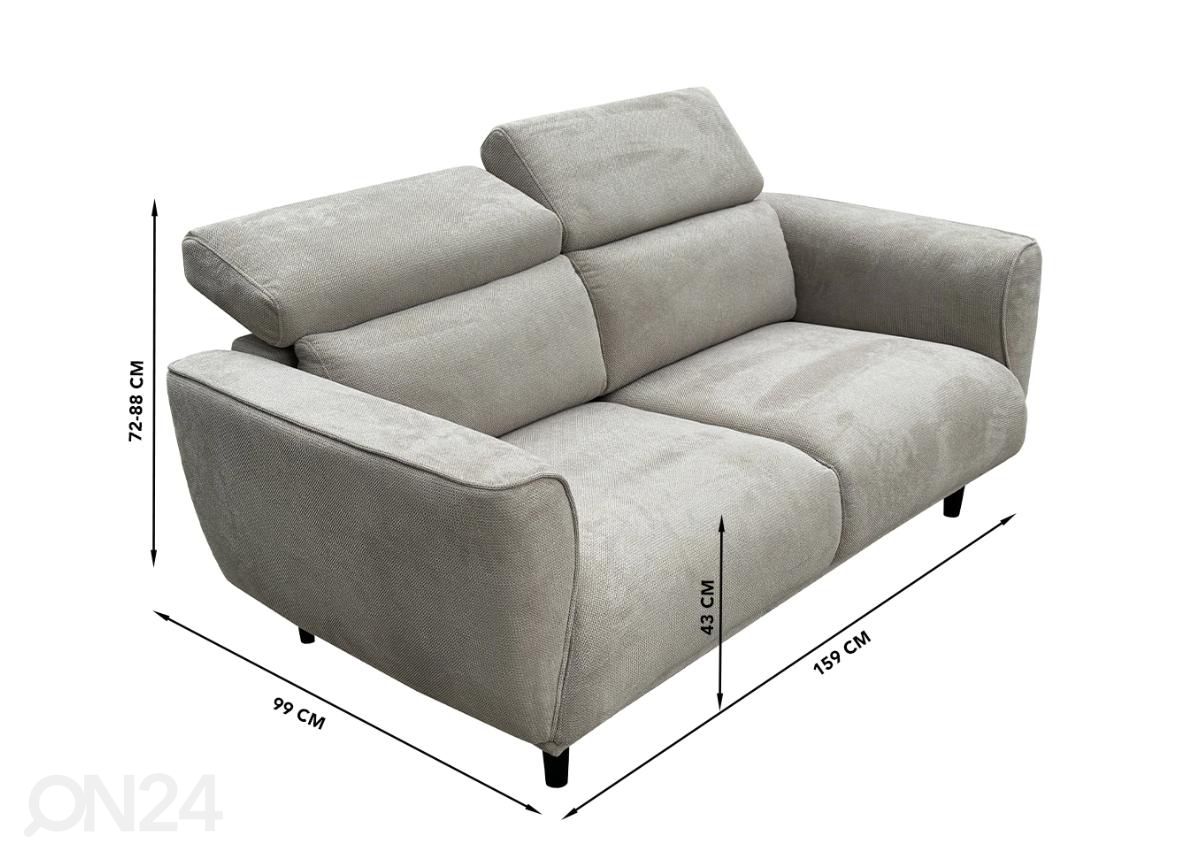 2-istuttava sohva kuvasuurennos mitat