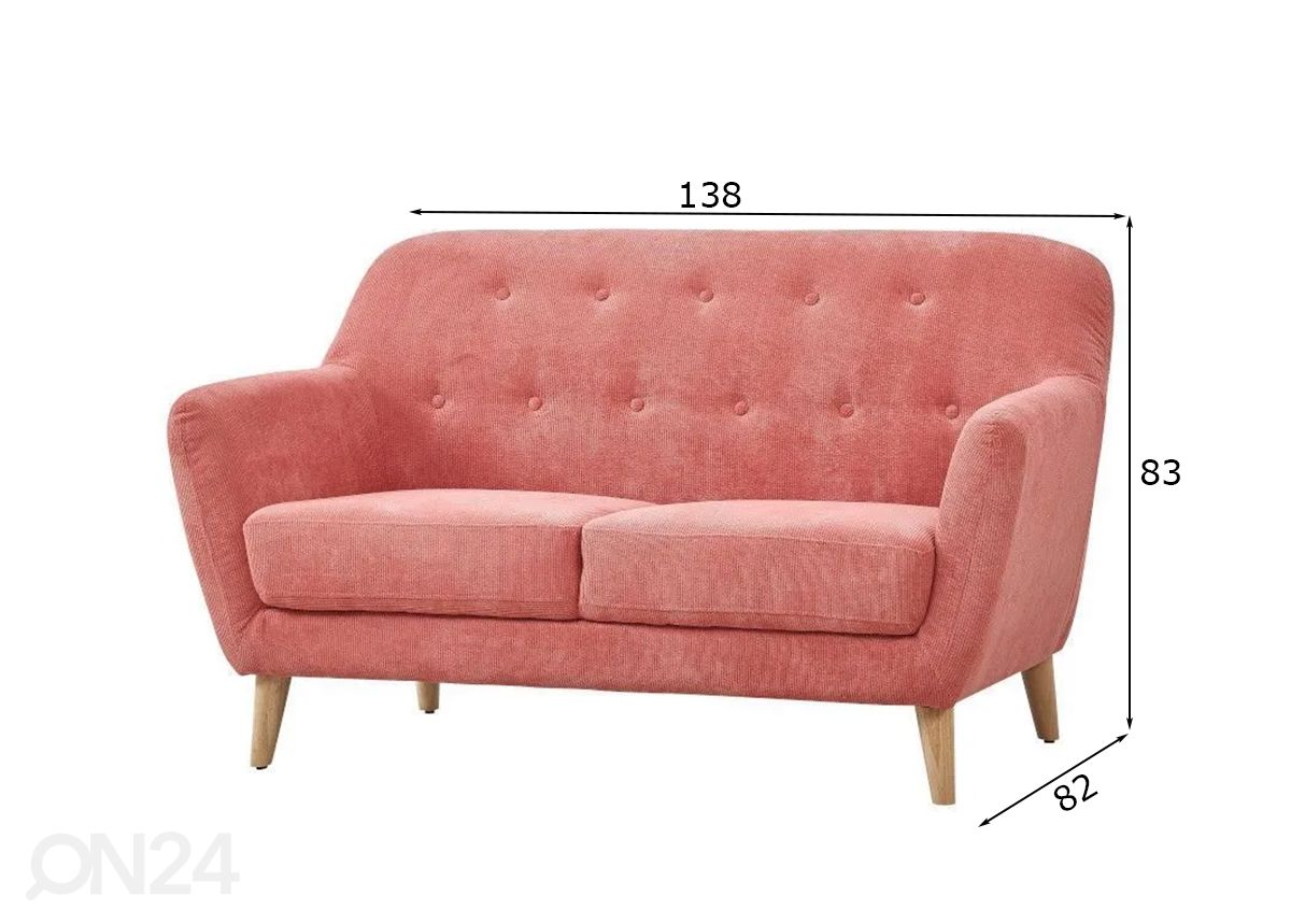 2-istuttava sohva Belem kuvasuurennos mitat