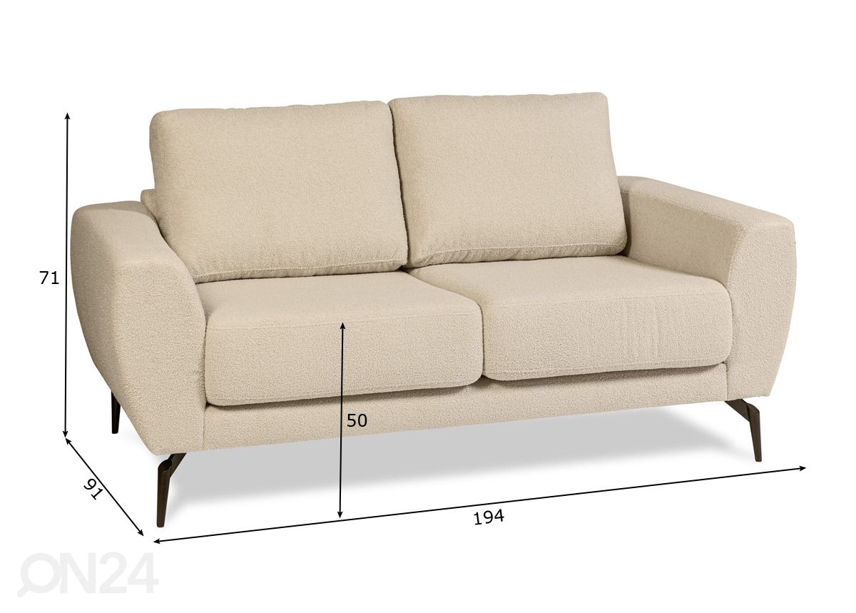 2-istuttava sohva Bronx kuvasuurennos mitat