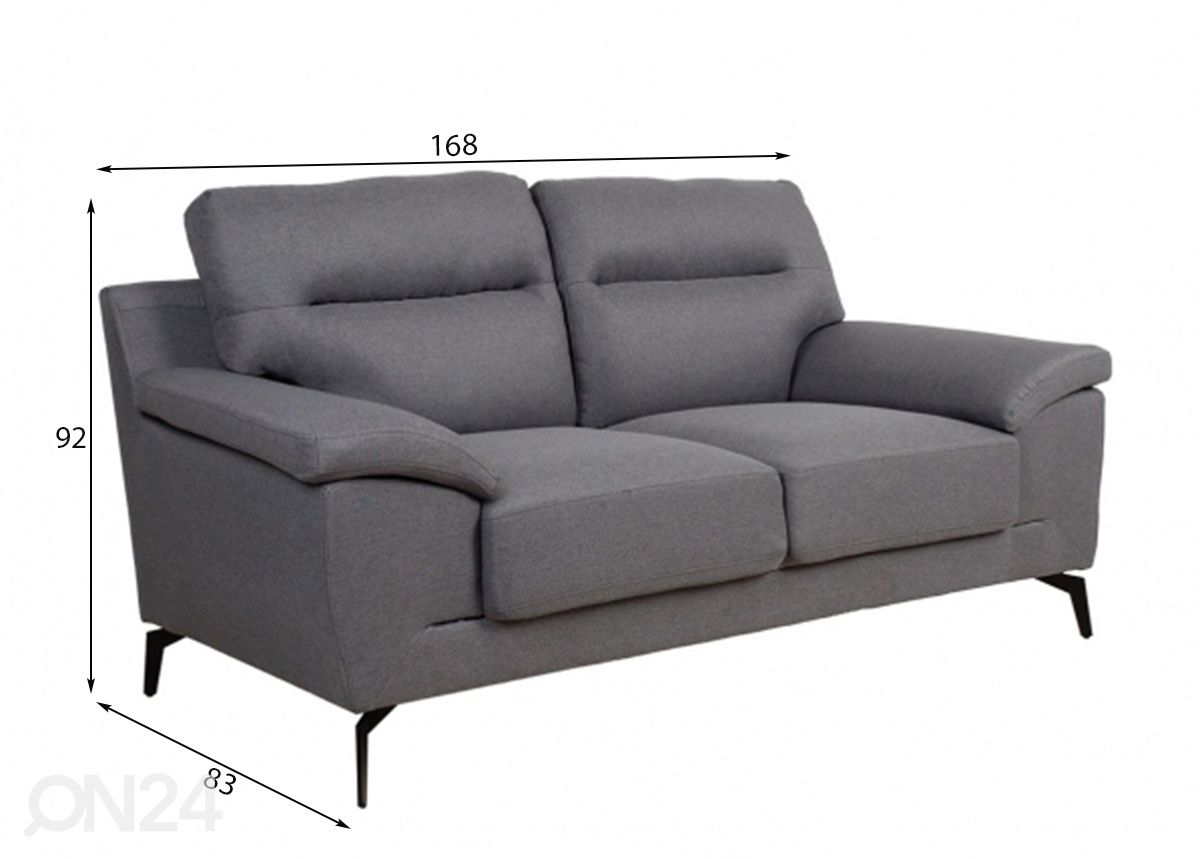 2-istuttava sohva Enzo kuvasuurennos mitat