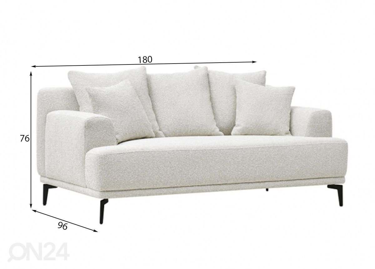 2-istuttava sohva Magnolia kuvasuurennos mitat
