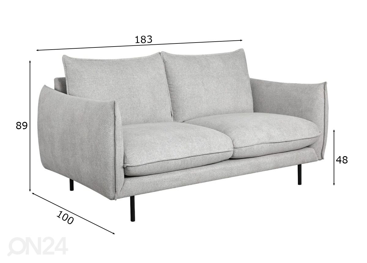 2-istuttava sohva Milano kuvasuurennos mitat