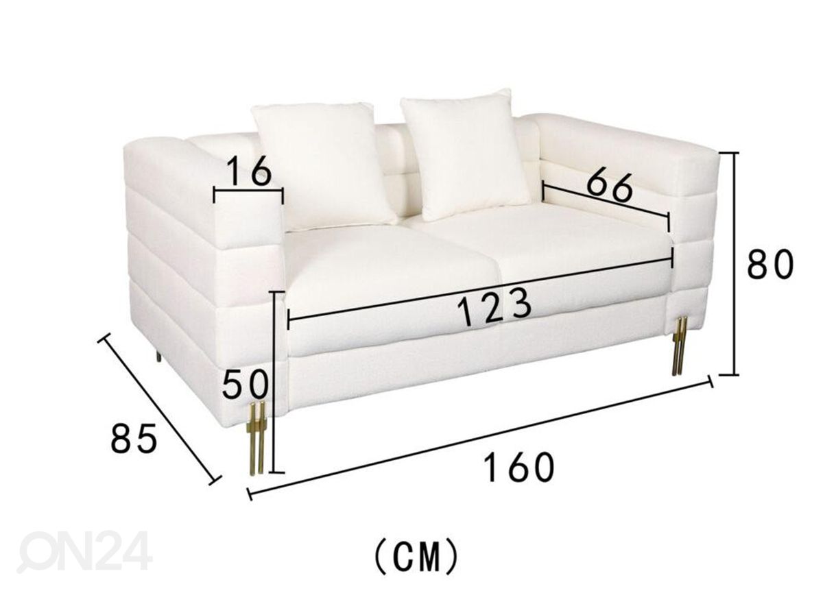 2-istuttava sohva Nua kuvasuurennos mitat