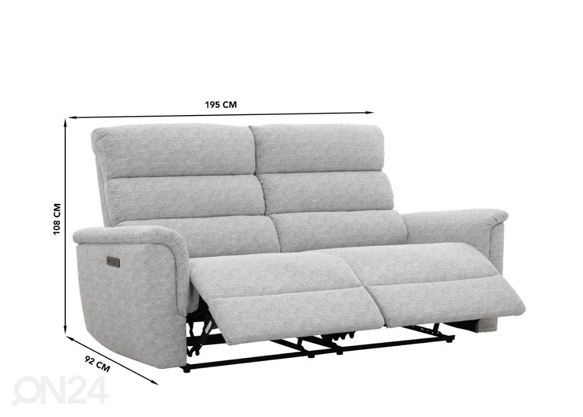 3-istuttava mekanismisohva (sähköinen) kuvasuurennos mitat