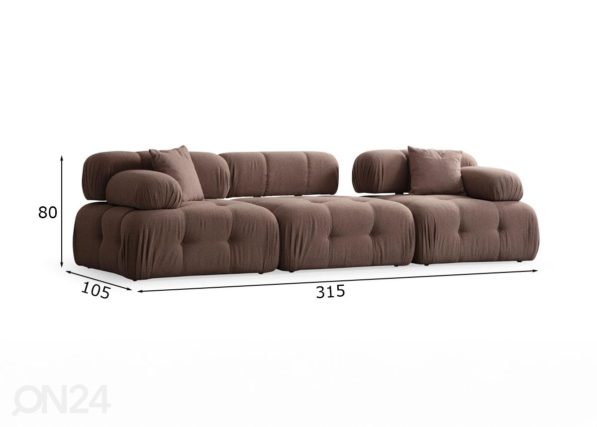 3-istuttava sohva El Paso kuvasuurennos mitat
