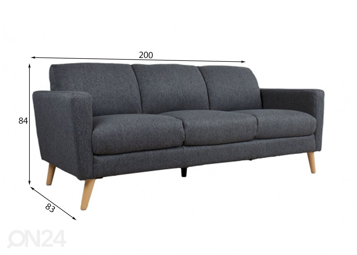 3-istuttava sohva Kaili kuvasuurennos mitat