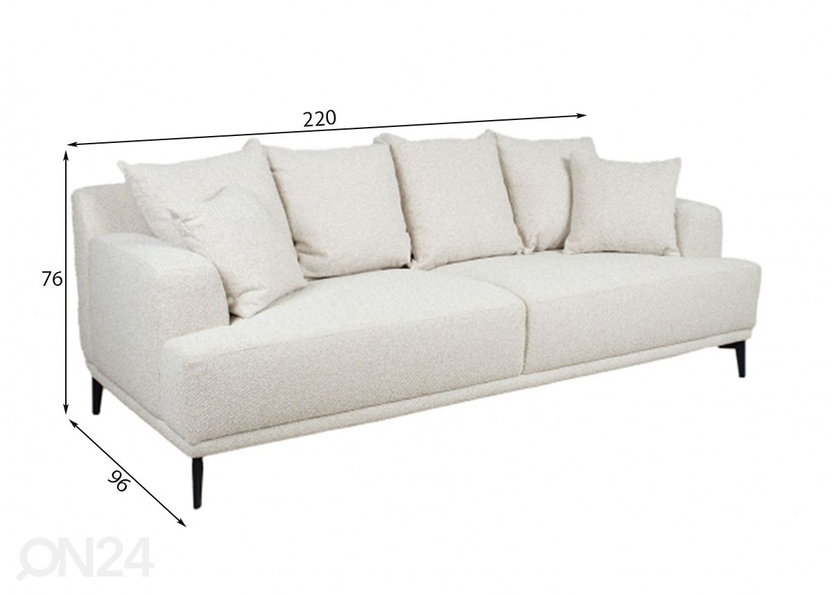 3-istuttava sohva Magnolia kuvasuurennos mitat