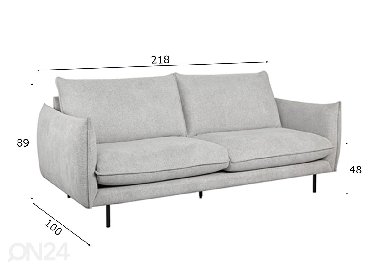 3-istuttava sohva Milano kuvasuurennos mitat