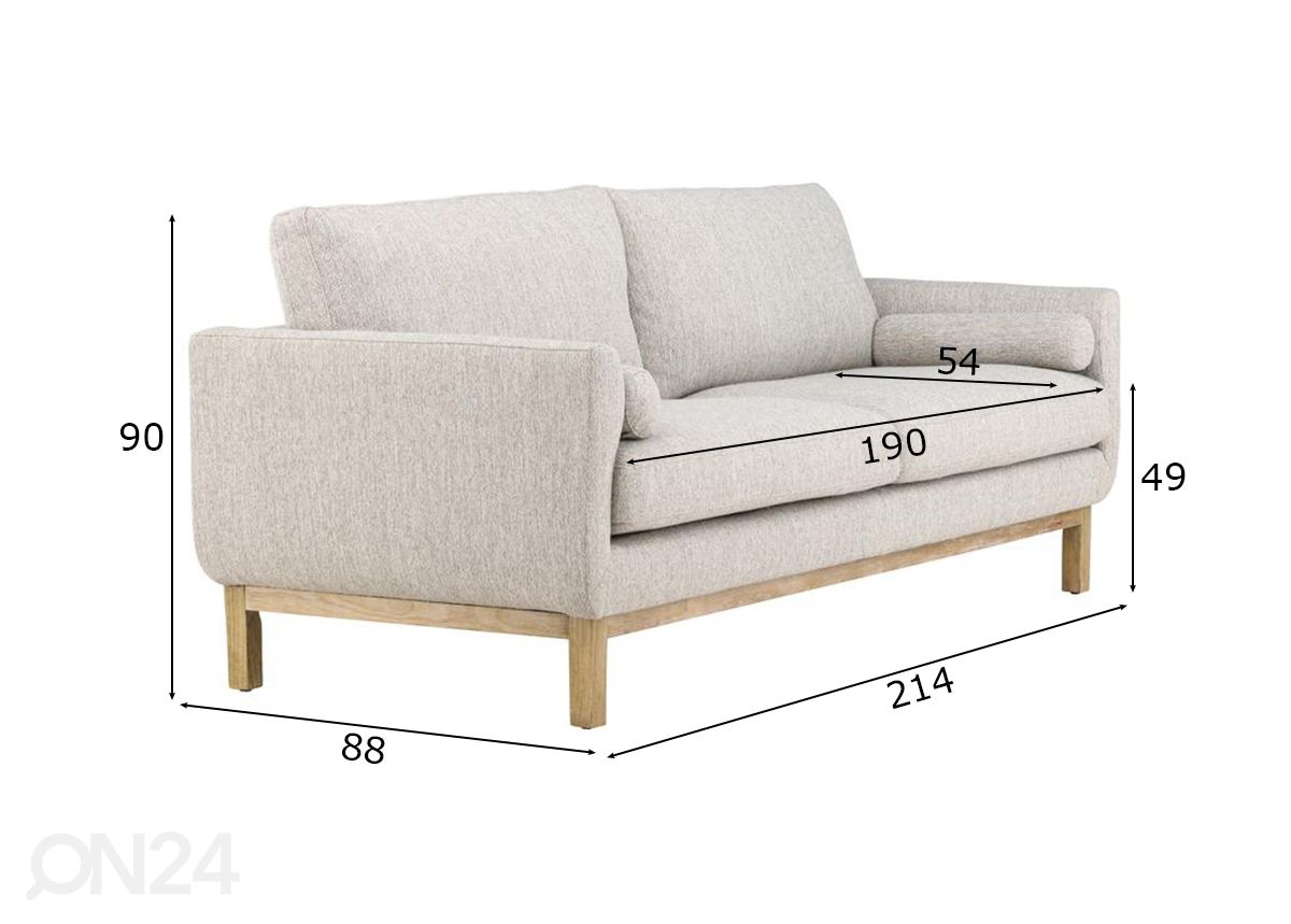 3-istuttava sohva Olympos kuvasuurennos mitat
