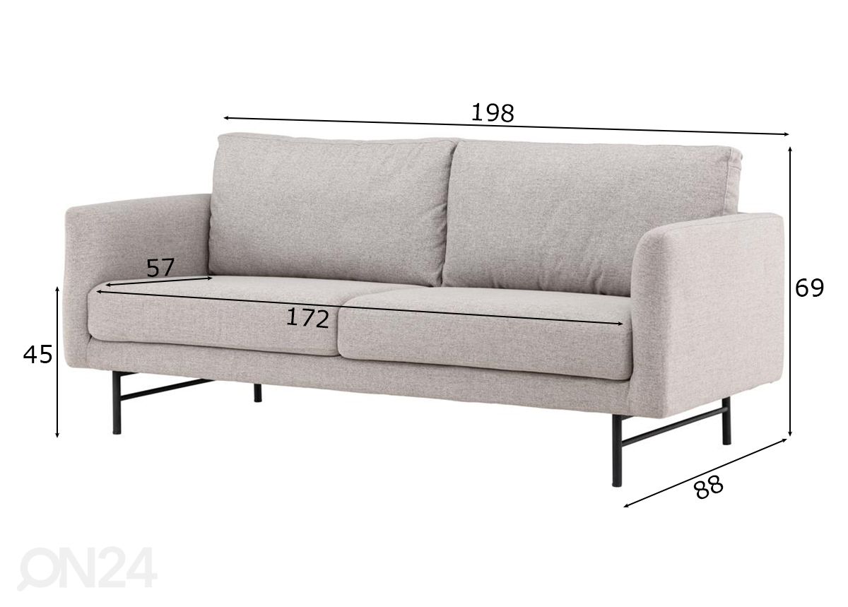 3-istuttava sohva Sky kuvasuurennos mitat