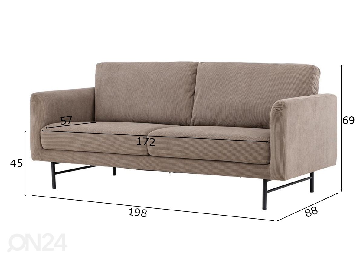3-istuttava sohva Sky kuvasuurennos mitat