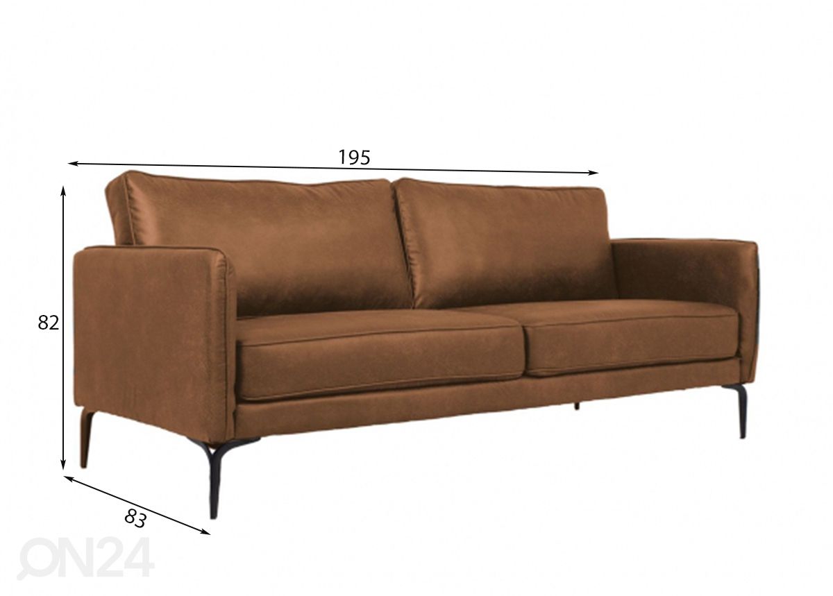 3-istuttava sohva Sofia kuvasuurennos mitat