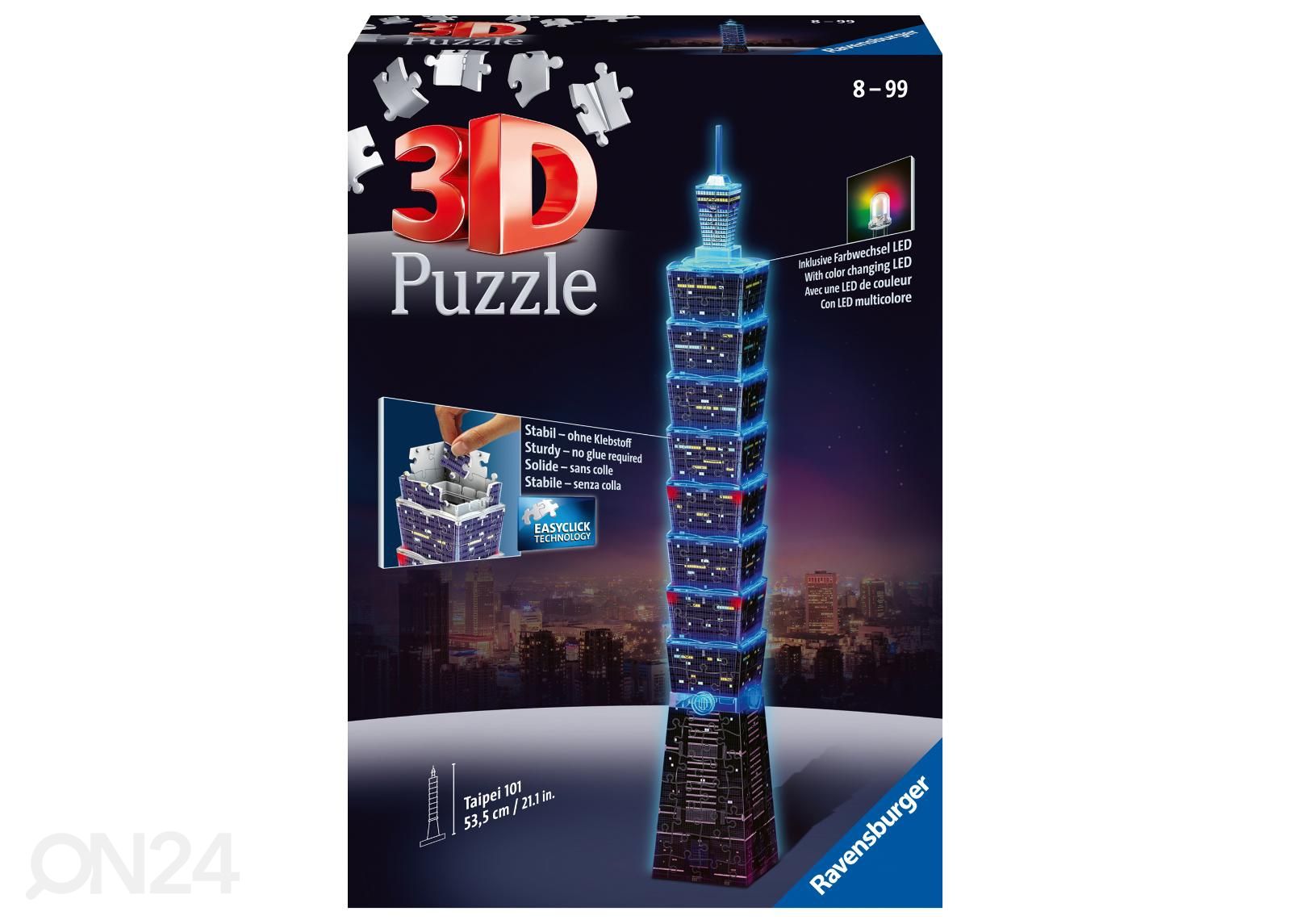 3D pimeässä hehkuva palapeli Taipei Tower 234 kpl Ravensburger kuvasuurennos