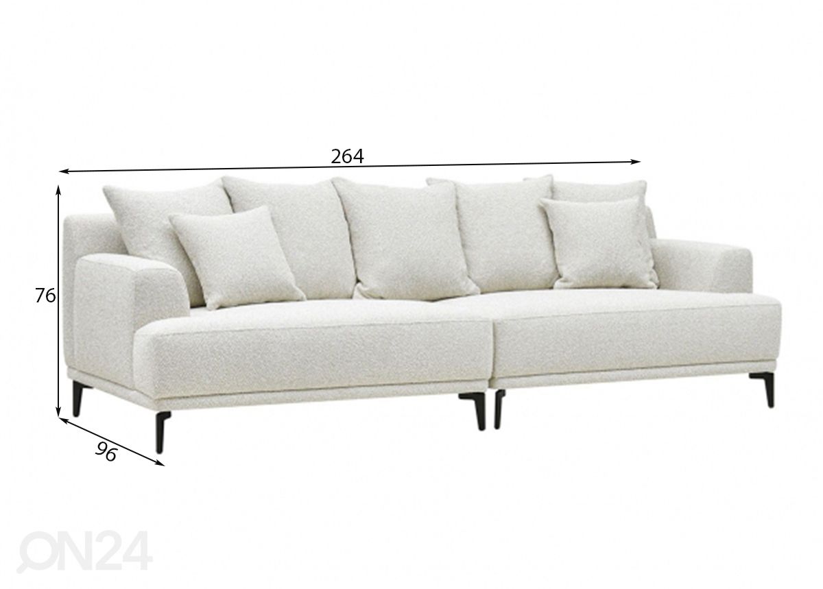 4-istuttava sohva Magnolia kuvasuurennos mitat