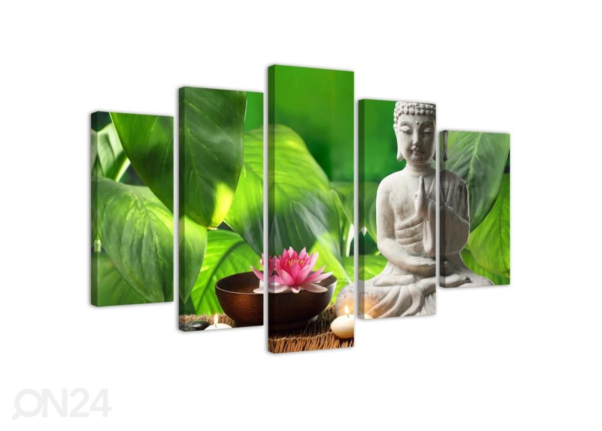 5-osainen sisustustaulu Buddha among plants 100x70 cm kuvasuurennos