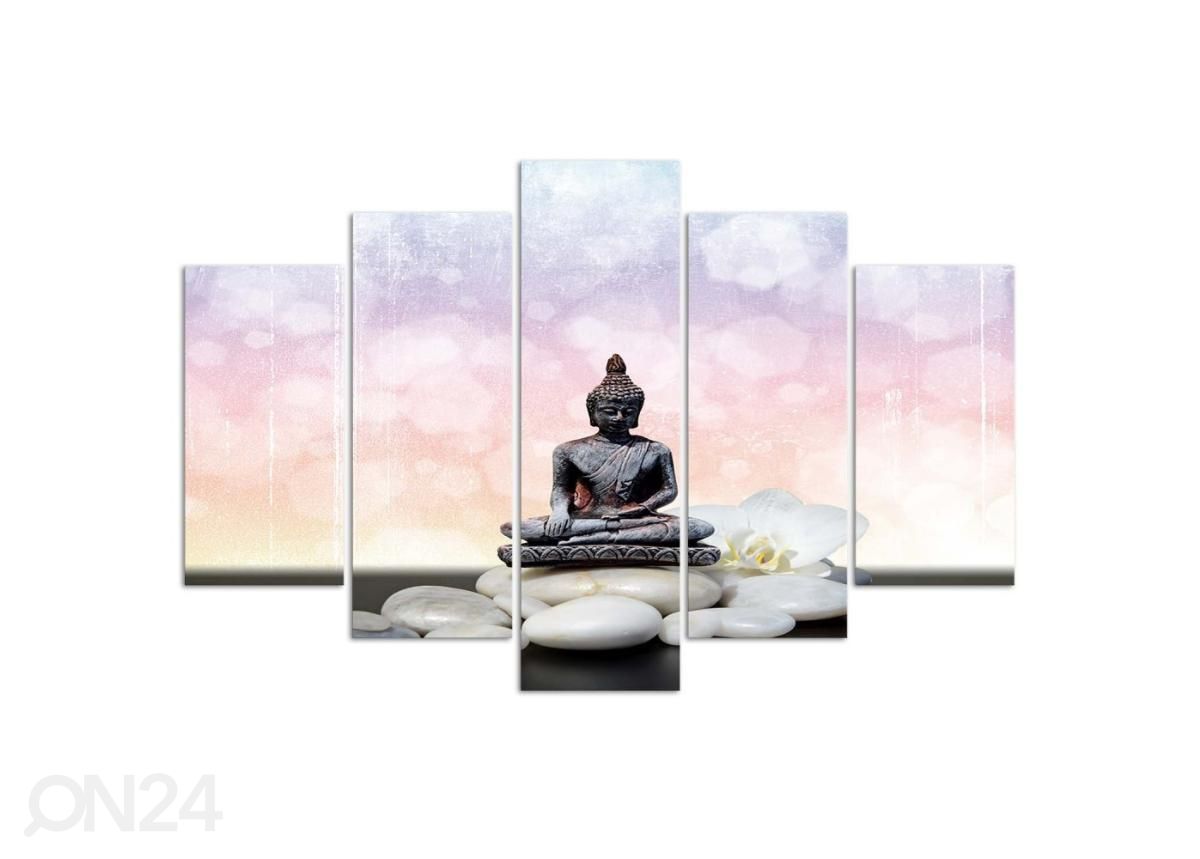 5-osainen sisustustaulu Buddha on a gentle background 100x70 cm kuvasuurennos