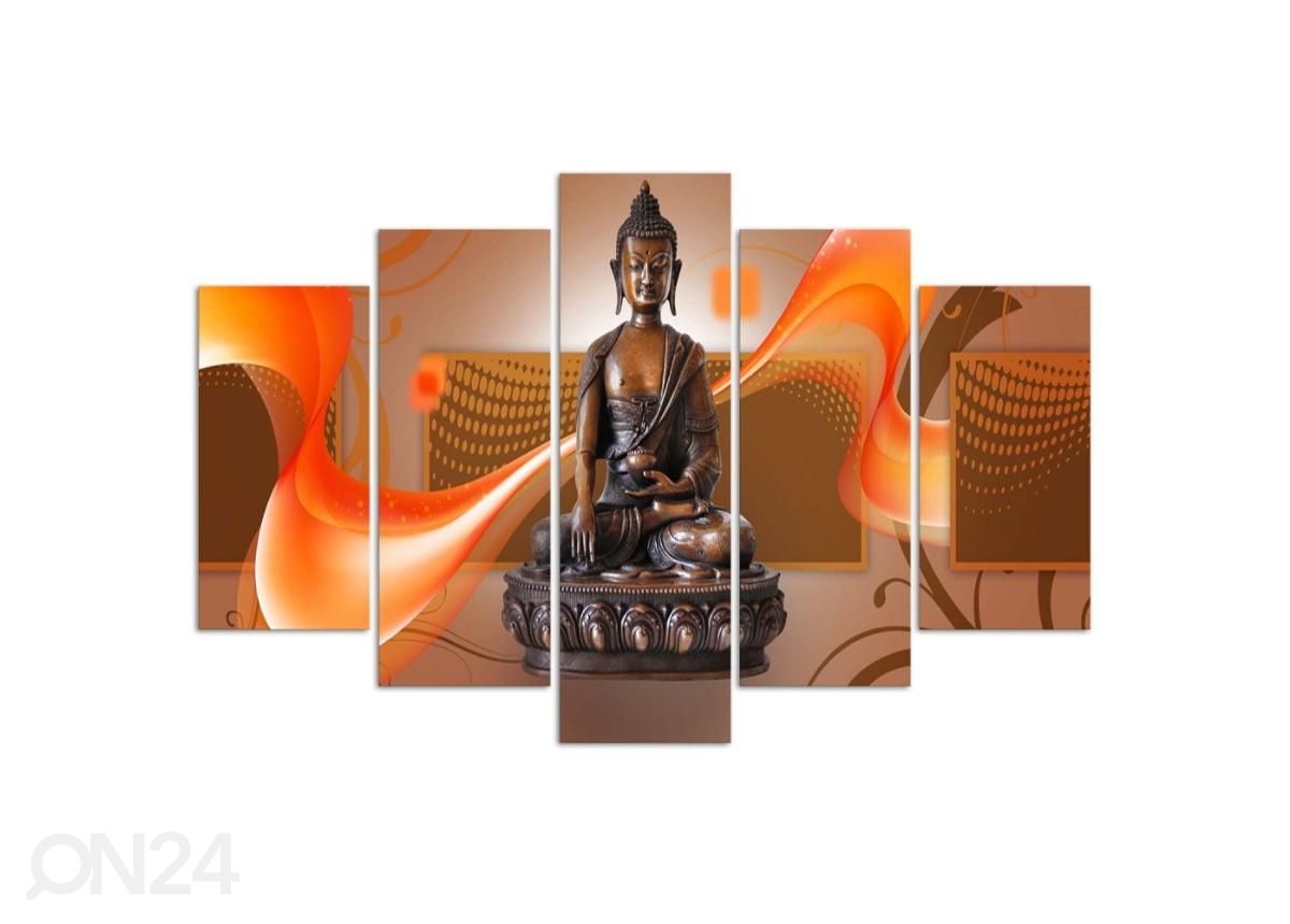 5-osainen sisustustaulu Buddha on abstract background 100x70 cm kuvasuurennos