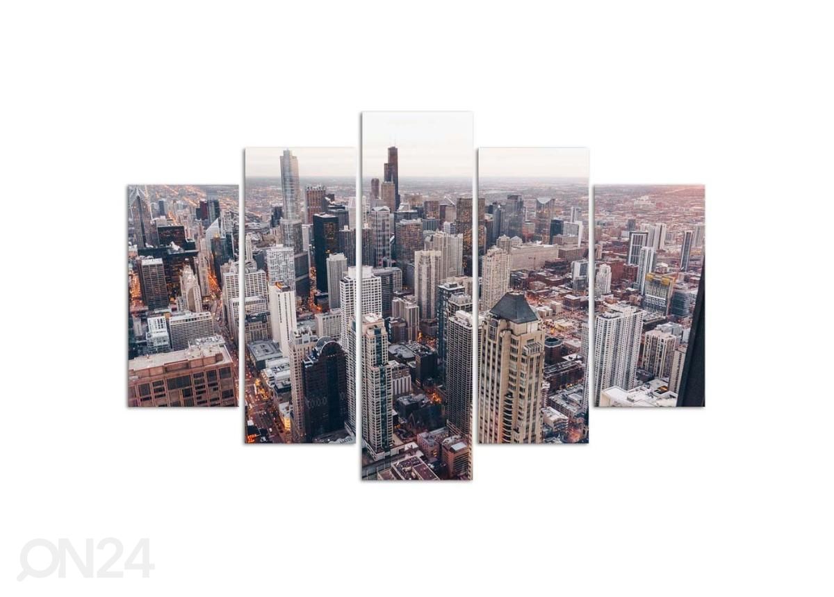 5-osainen sisustustaulu Chicago Skyscrapers 100x70 cm kuvasuurennos