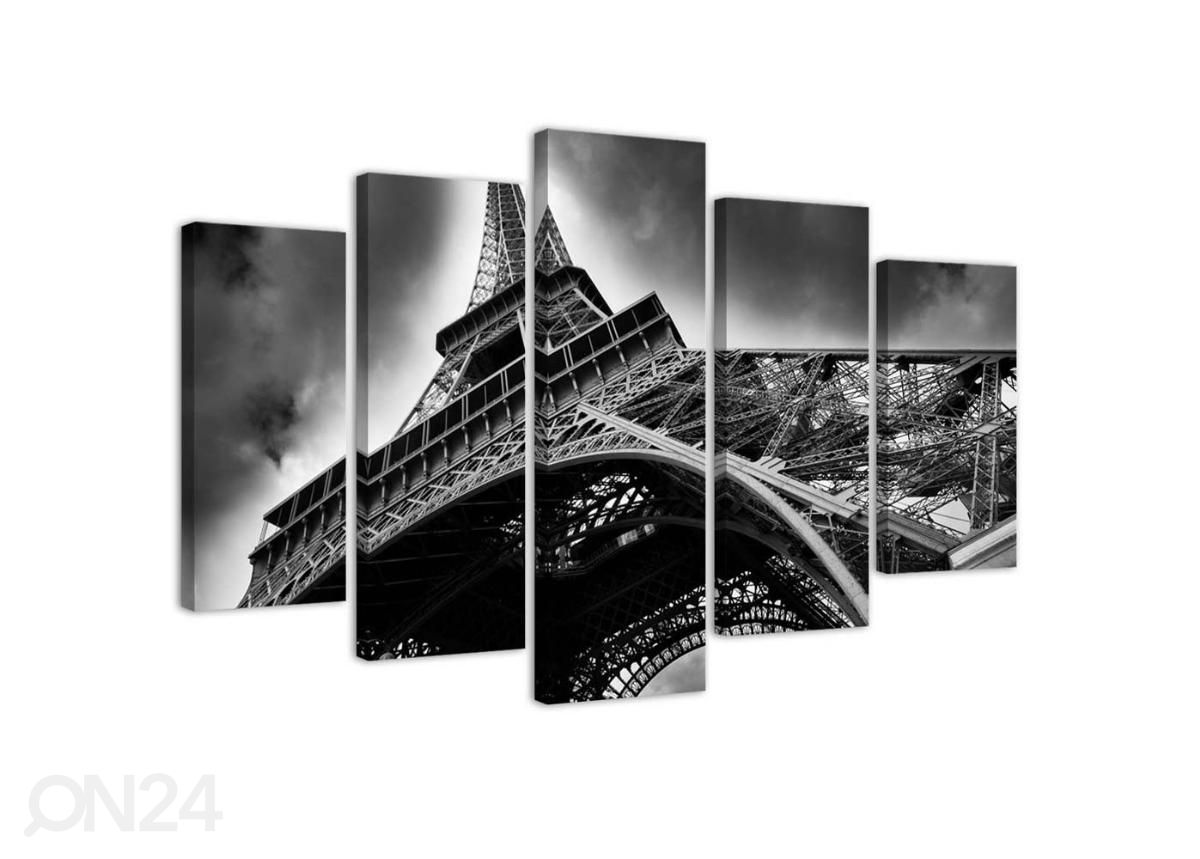 5-osainen sisustustaulu Eiffel Tower in the Clouds 100x70 cm kuvasuurennos