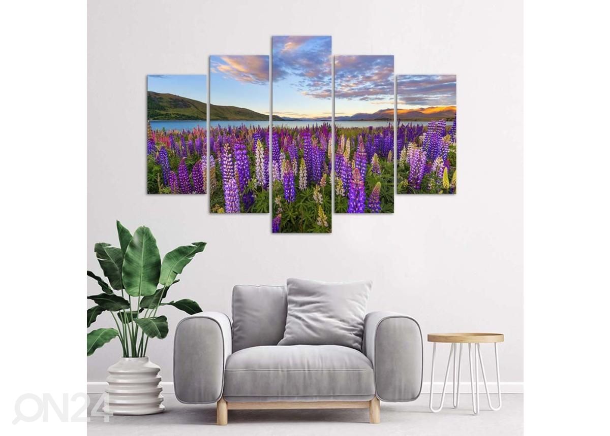 5-osainen sisustustaulu Lavender fragrance 100x70 cm kuvasuurennos