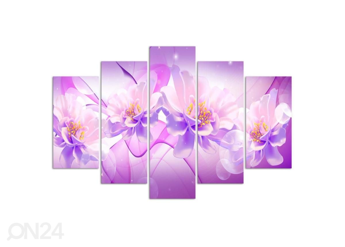5-osainen sisustustaulu Violet Flower Composition 100x70 cm kuvasuurennos