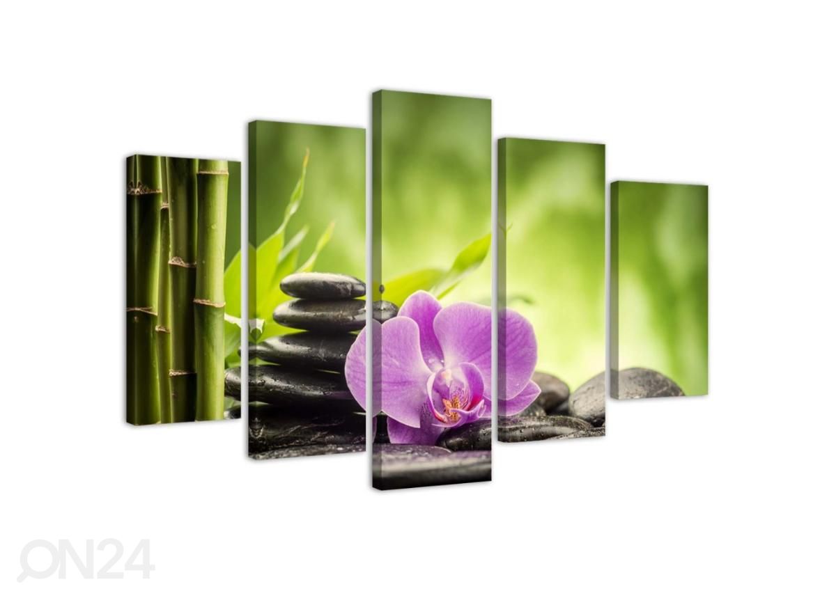 5-osainen sisustustaulu Zen composition with stones and orchid 100x70 cm kuvasuurennos