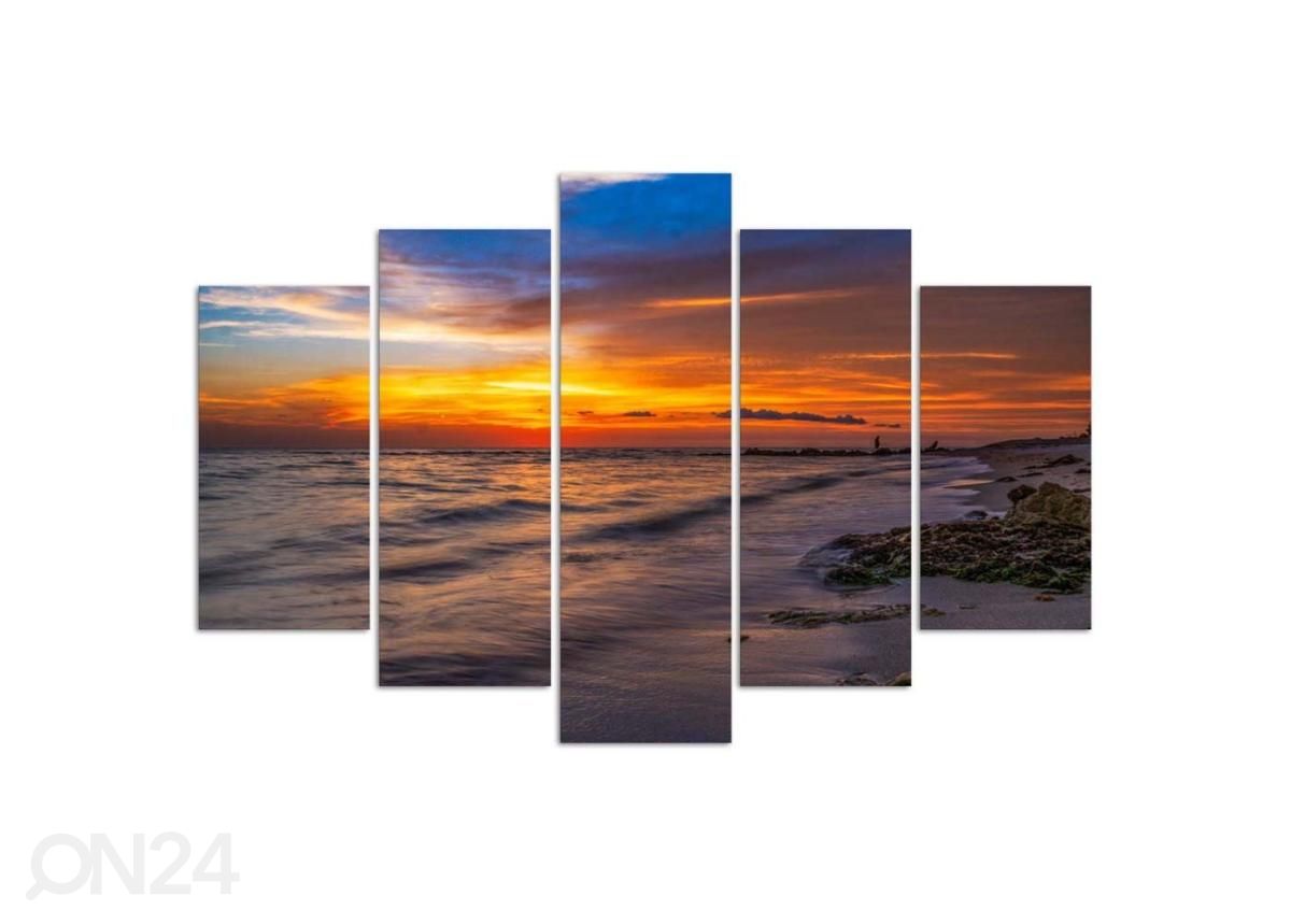 5-osainen Sunset on the Beach 200x100 cm kuvasuurennos