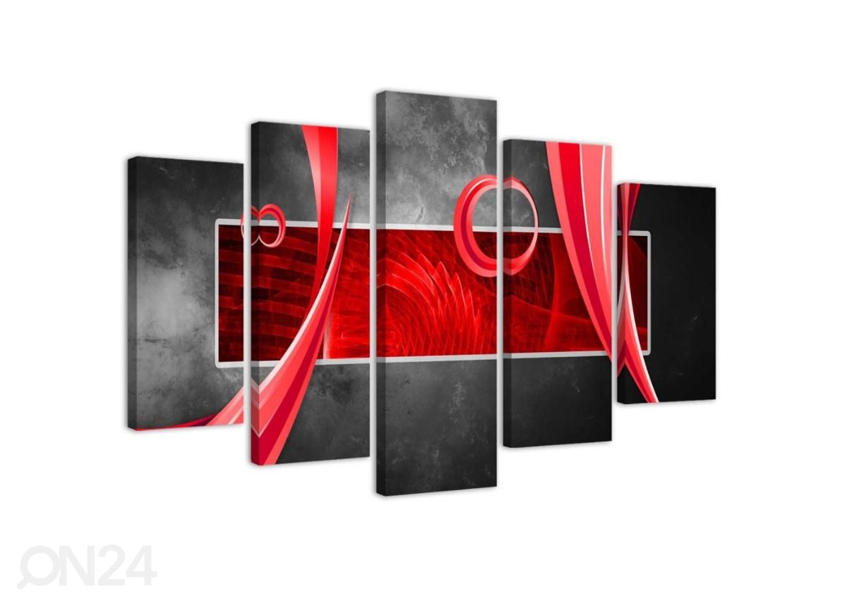 5-osainen taulu Abstract Red Rectangle 100x70 cm kuvasuurennos