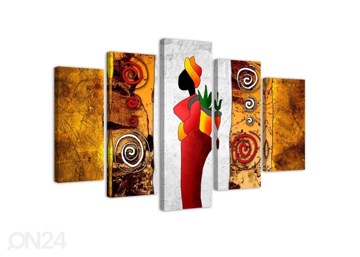 5-osainen taulu African Woman 100x70 cm kuvasuurennos