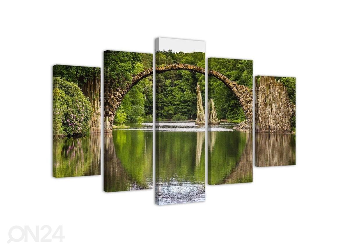 5-osainen taulu Arch bridge over the lak 200x100 cm kuvasuurennos