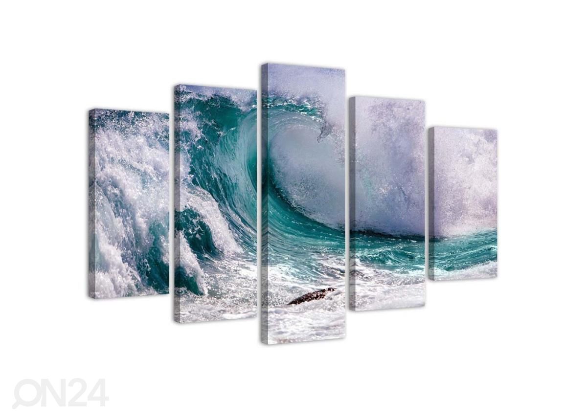 5-osainen taulu Foaming Wave 200x100 cm kuvasuurennos