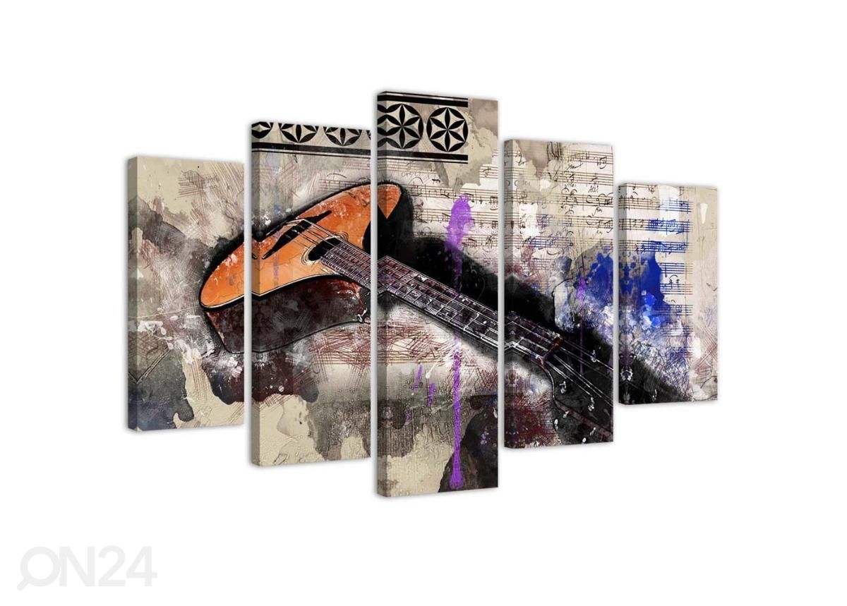 5-osainen taulu Guitar - abstraction 200x100 cm kuvasuurennos
