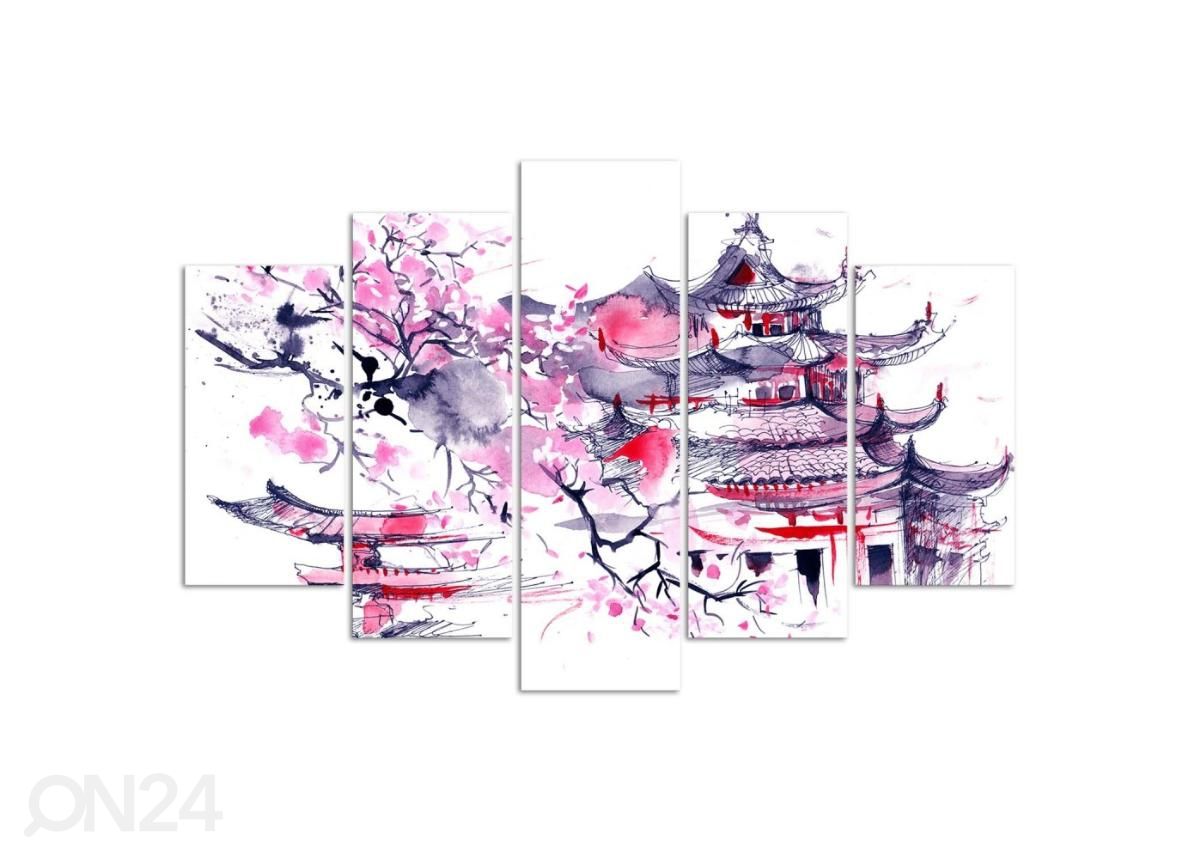 5-osainen taulu Japanese landscape 100x70 cm kuvasuurennos